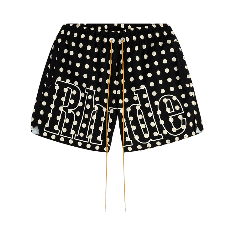 Rhude Logo Polka Dot Swim Shorts "Black/White"