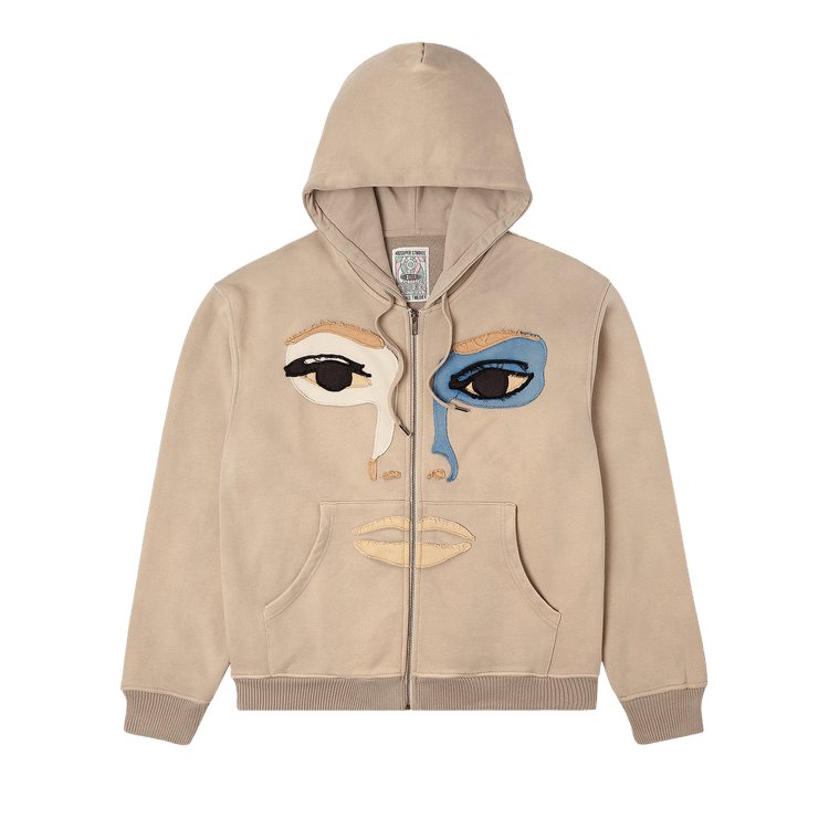 KidSuper Face Washed Zip Hoodie "Brown"