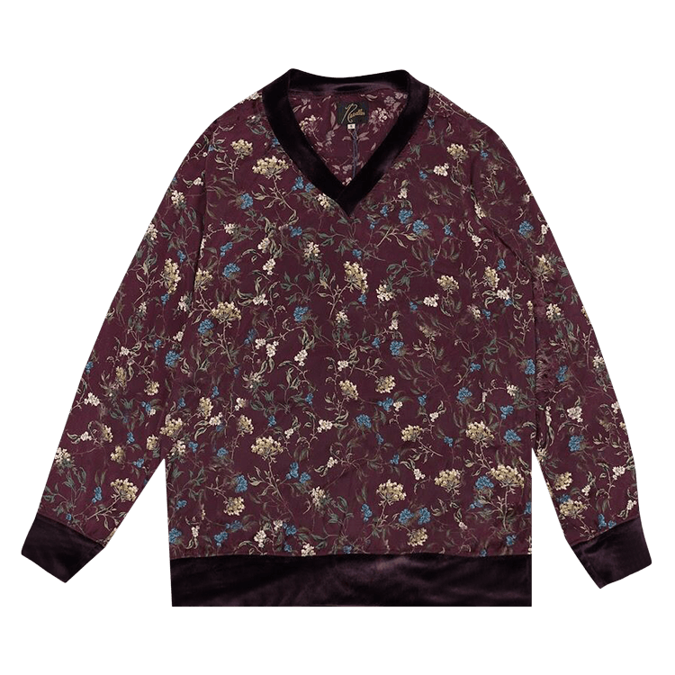 Needles Long-Sleeve V Neck Tee "Burgundy"