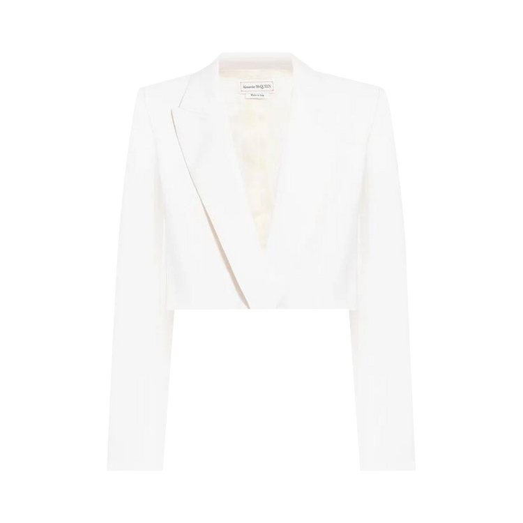 Alexander McQueen Cropped Tuxedo Jacket "White"