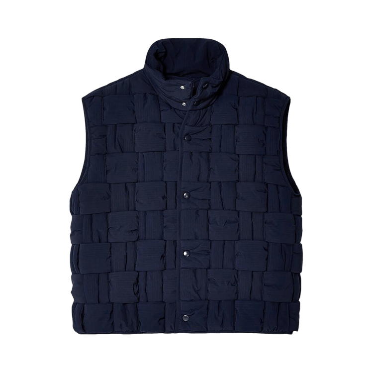 Bottega Veneta Quilted Button Up Vest "Navy/White/Silver"