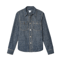 Bottega Veneta Textured Denim Long-Sleeve Shirt "Indigo/White"