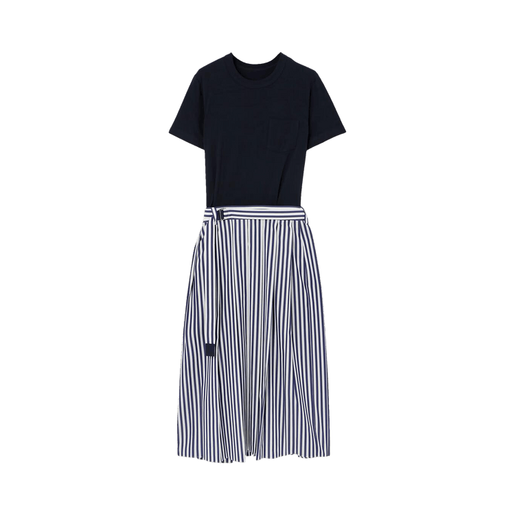 Sacai Poplin Dress "Navy Stripe"