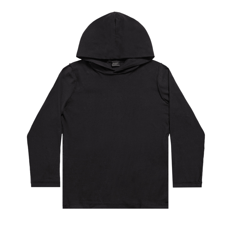 Balenciaga Long-Sleeve Hooded T-Shirt "Faded Black"