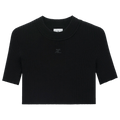 Courrèges Mock Neck Rib Knit Cropped Top "Black"