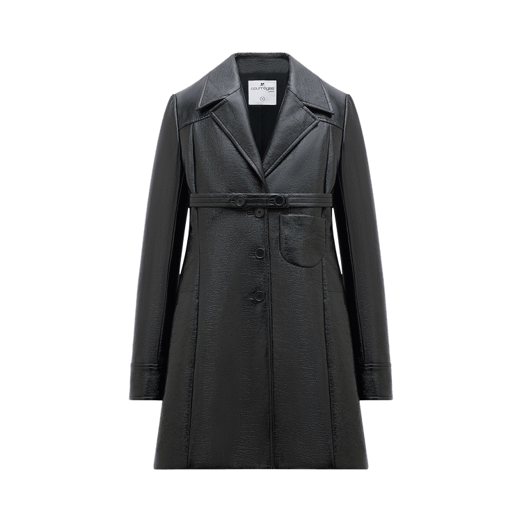 Courrèges Belted Short Heritage Vinyl Coat "Black"