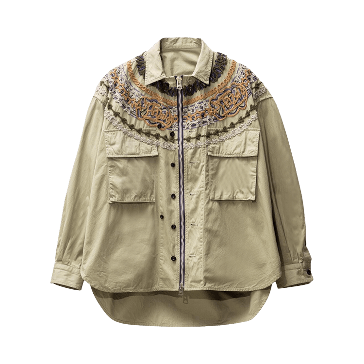 Sacai Eric Haze Code Embroidery Shirt Jacket "Khaki"