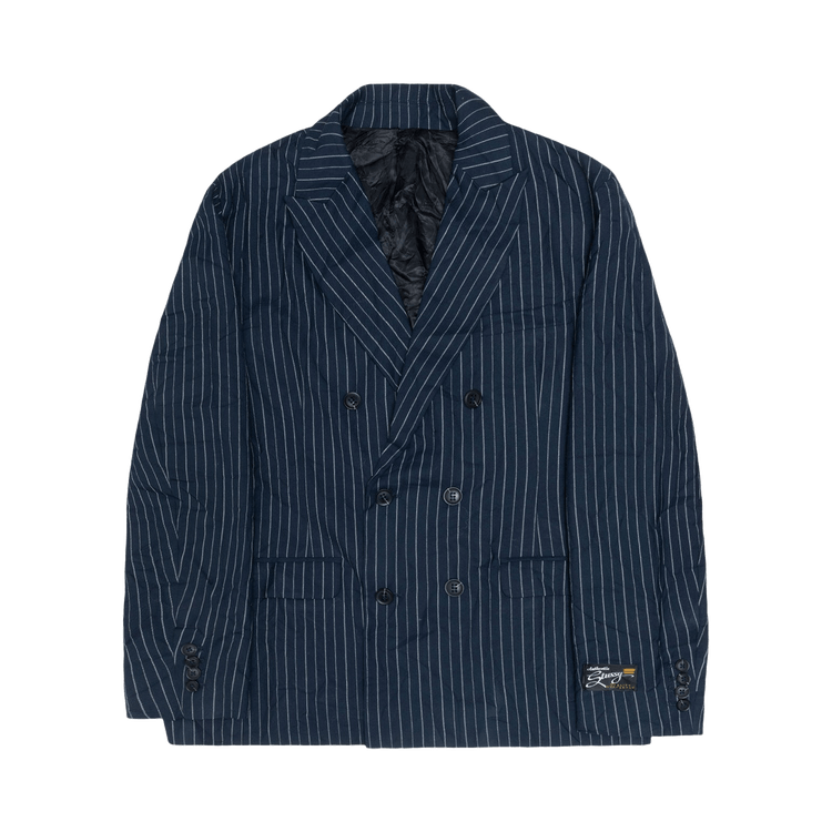 Stussy Wrinkled Stripe Double-Breasted Blazer "Navy"