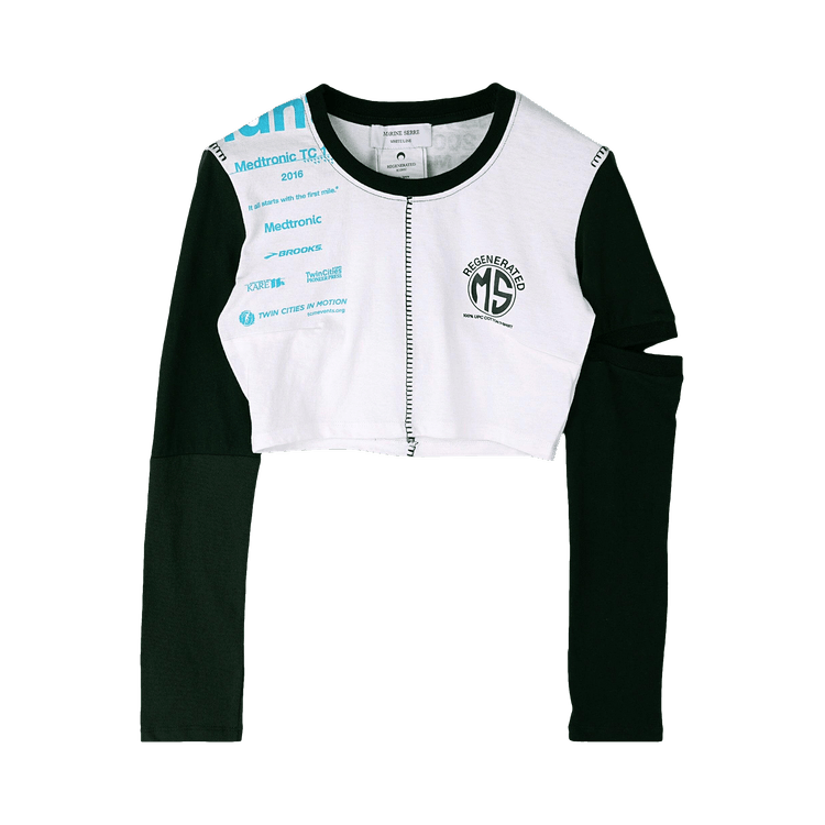 Marine Serre Regenerated Graphic Cropped T-Shirt "White"
