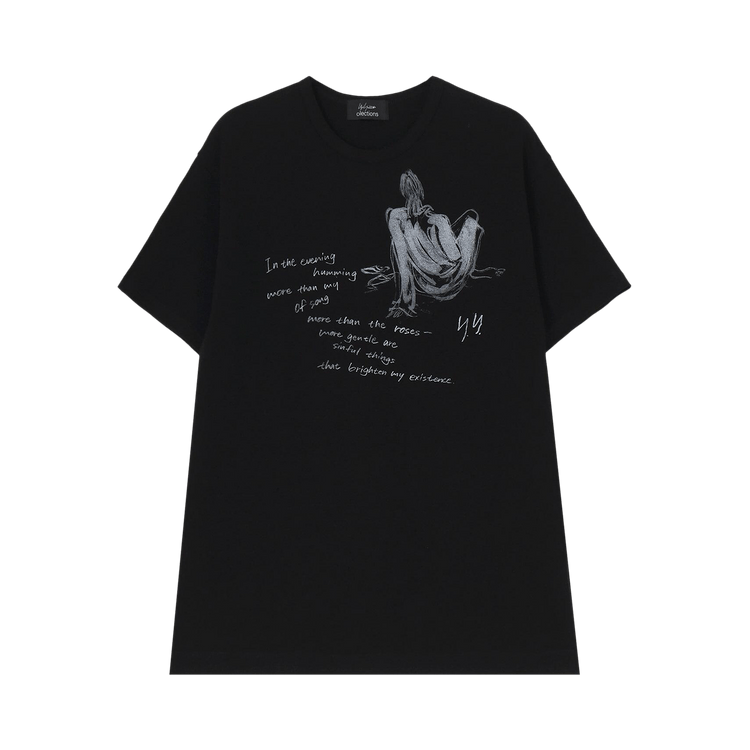 Yohji Yamamoto Combed Jersey Pigmented Printed T-Shirt "Black"