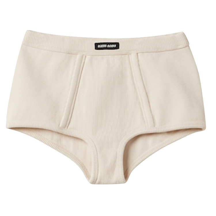 Miu Miu Ribbed Boxer Shorts "Natural"