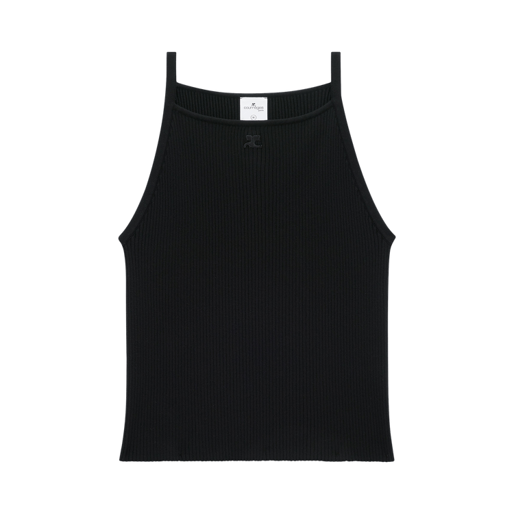 Courrèges Neckline Rib Knit Tank Top "Black"