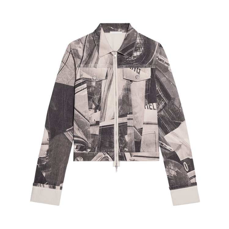 Helmut Lang Zip Up Trucker Printed Denim Jacket "Multicolor"