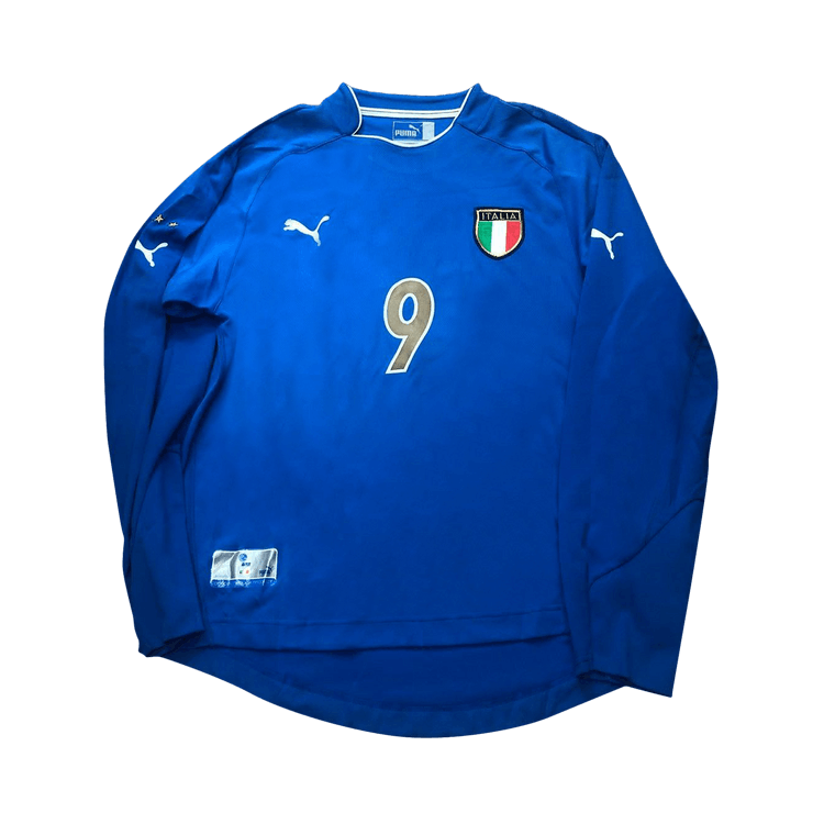 Vintage Puma Italy Long-Sleeve Home Jersey #9 Inzaghi "Blue"