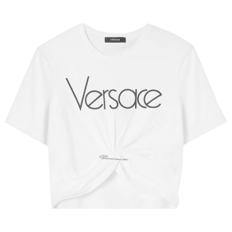 Versace Logo Jersey T-Shirt "White-Black"