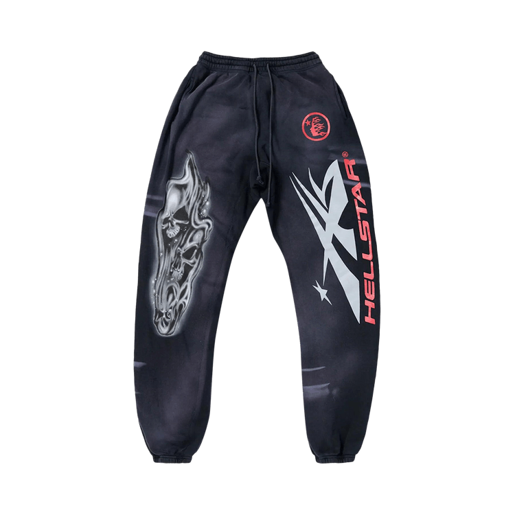 Hellstar Airbrushed Skull Sweatpants "Midnight Dye Black"