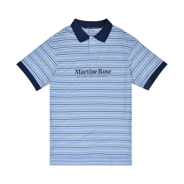 Martine Rose Knitted Stretched Polo "Blue Stripe"