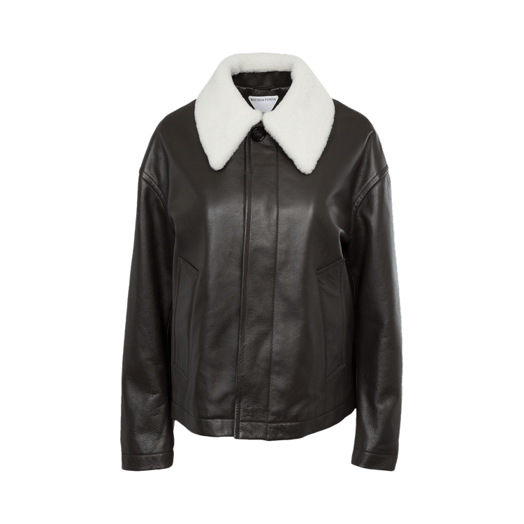 Bottega Veneta Shearling Collar Leather Jacket "Fondant"