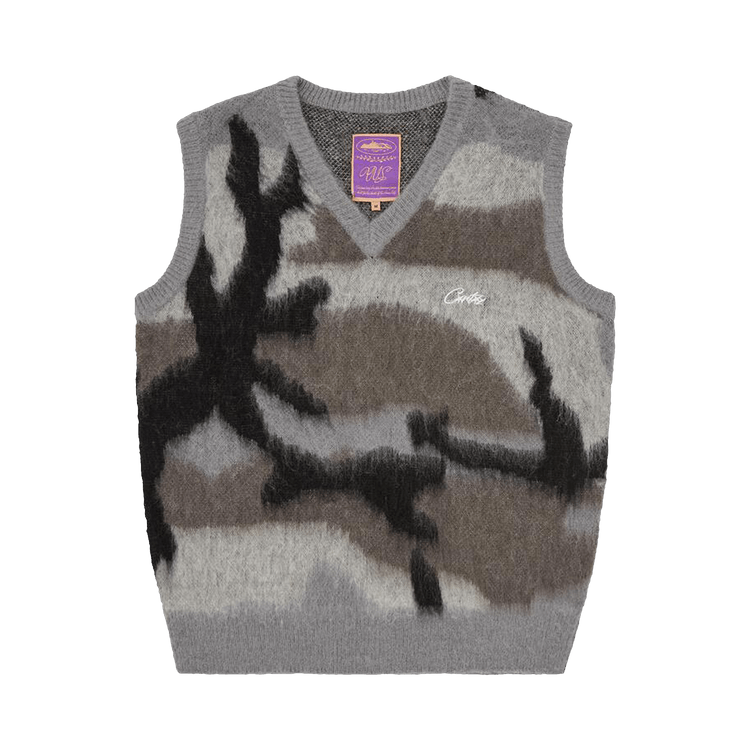 Corteiz Mohair Knit Vest "Grey Camo"