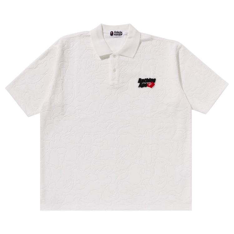 BAPE Line Camo Terry Towel Ape Head One Point Polo "White"
