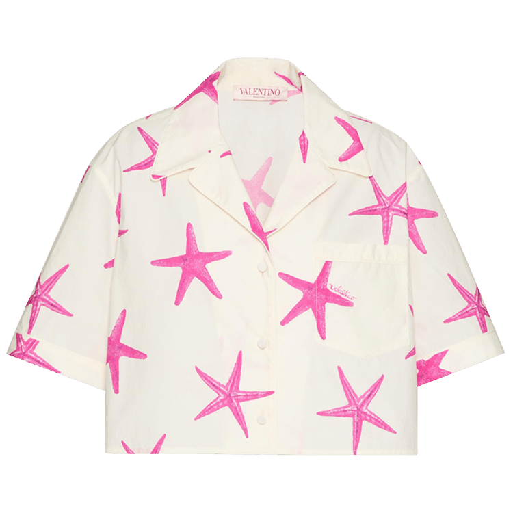 Valentino Crop Shirt "Kez Avorio/Pink PP"