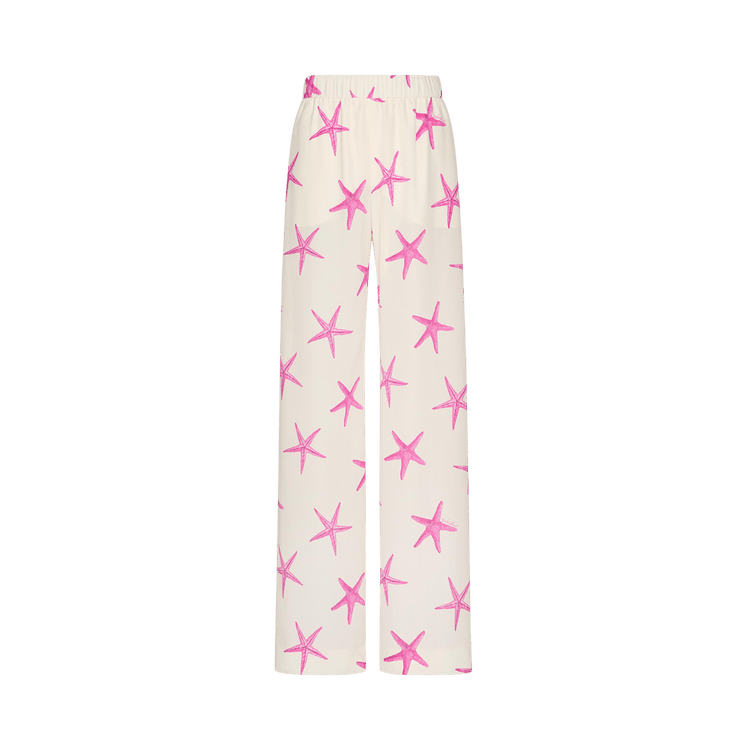 Valentino Crepe De Chine Starfish Pants "Kez Avorio/Pink PP"