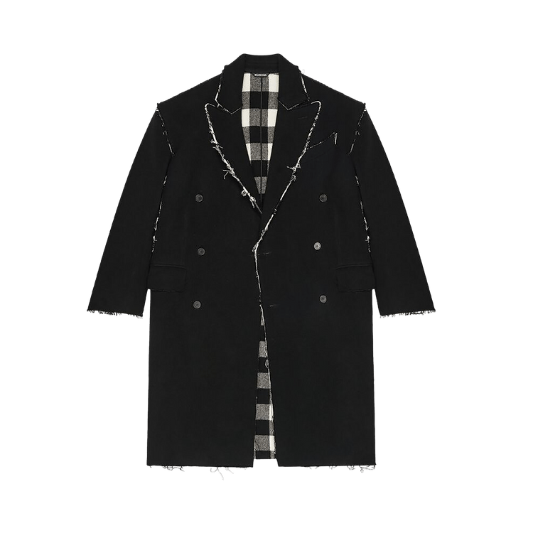 Balenciaga Double Face Check Coat "Black/White"