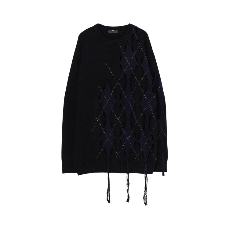 Y"s Irregular Argyle Big Knitwear "Black'