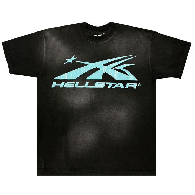 Hellstar Sports Core Logo T-Shirt (Gel Print) "Black/Aqua Blue"