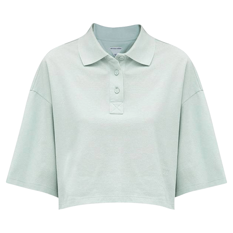 Bottega Veneta Cropped Polo Shirt "Light Cyan"