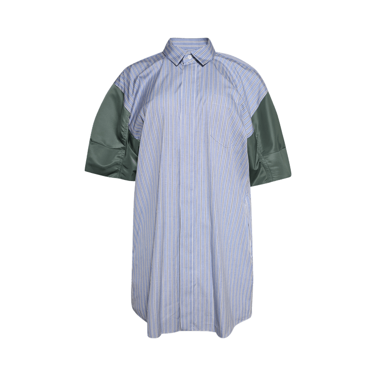 Sacai Poplin x Nylon Striped Twill Dress "Light Blue/Khaki"