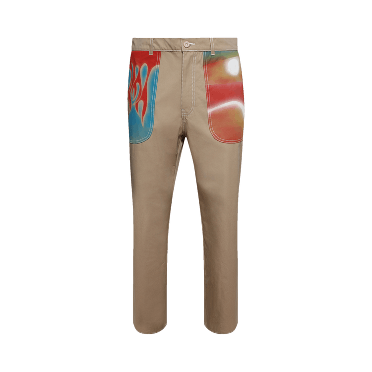 The Elder Statesman Silvano Airbrush Trust Pant "Khaki/Multicolor"