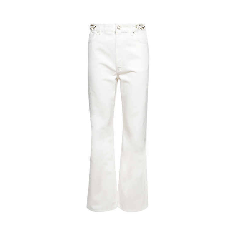 Rabanne Paillette Embellished Flared Denim Jeans "Off White"