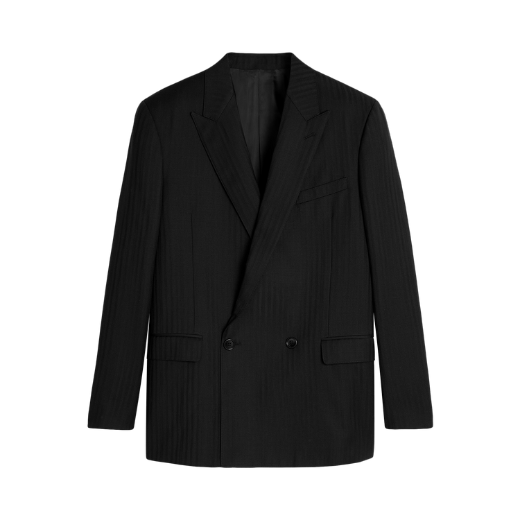 CELINE Striped Wool Boxy Blazer Jacket "Black"