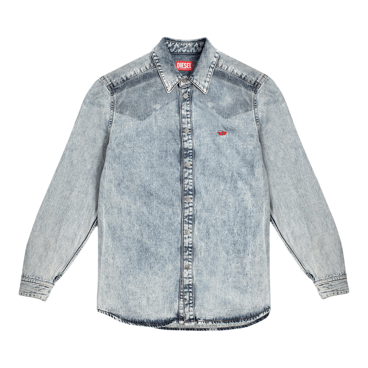 Diesel Stretch Denim Shirt With Coated Yoke "Light Blue"