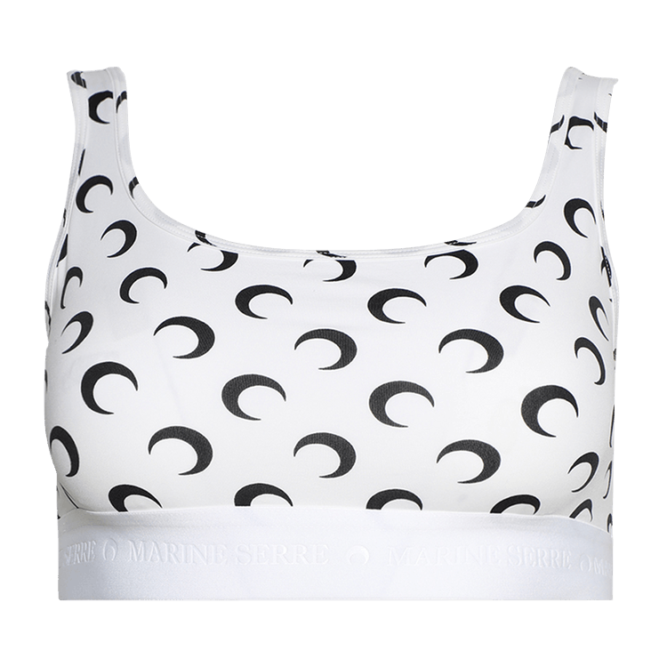 Marine Serre Moon Printed Jersey Sport Bra "Optical White"