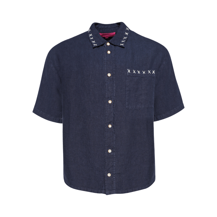 The Elder Statesman Sulfur Overshirt Short-Sleeve "Navy"