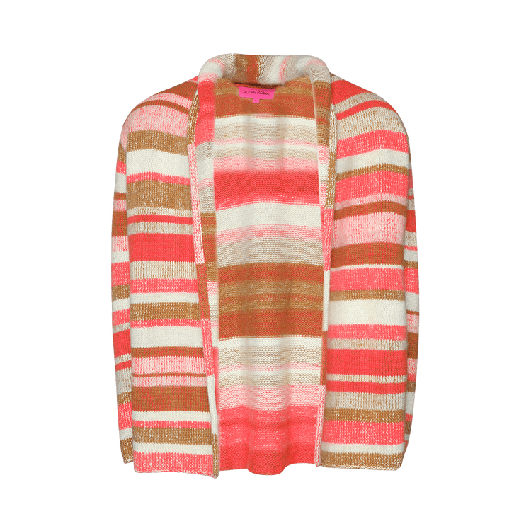 The Elder Statesman Stripe Italy Smoking Jacket "Neon Red/White/Camel/Ivory"