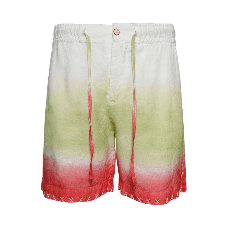 The Elder Statesman Sulfur Gradient Crop Short "Ivory/Wasabi/Fiery Coral"