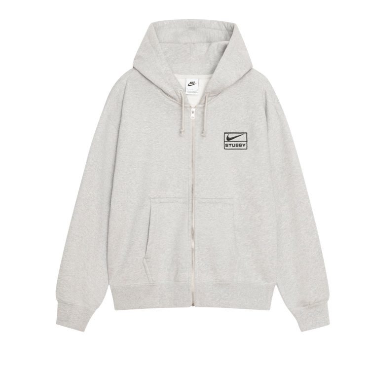 Nike x Stussy Stone Washed Fleece Zip Hoodie "Grey Heather"