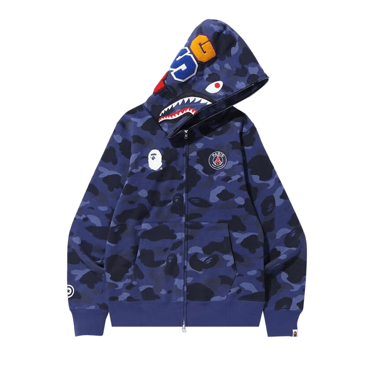 BAPE x PSG Shark Full Zip Hoodie "Navy"
