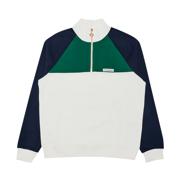 Casablanca 1/4 Zip Colorblock Sweatshirt "Green/Navy/White"