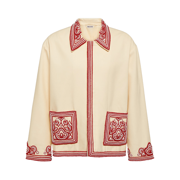 Bode Beaded Flora Jacket "Cream/Red"
