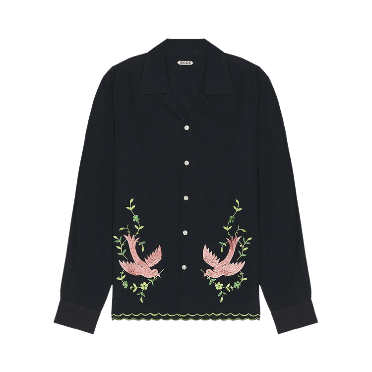Bode Rosefinch Long-Sleeve Shirt "Black"