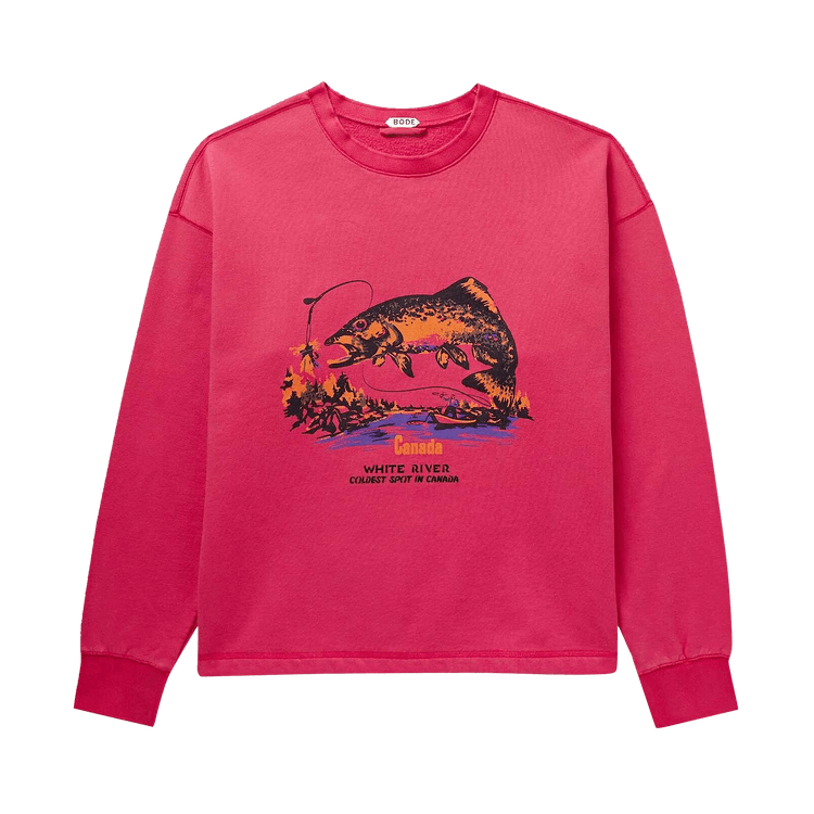 Bode White River Crewneck "Red"