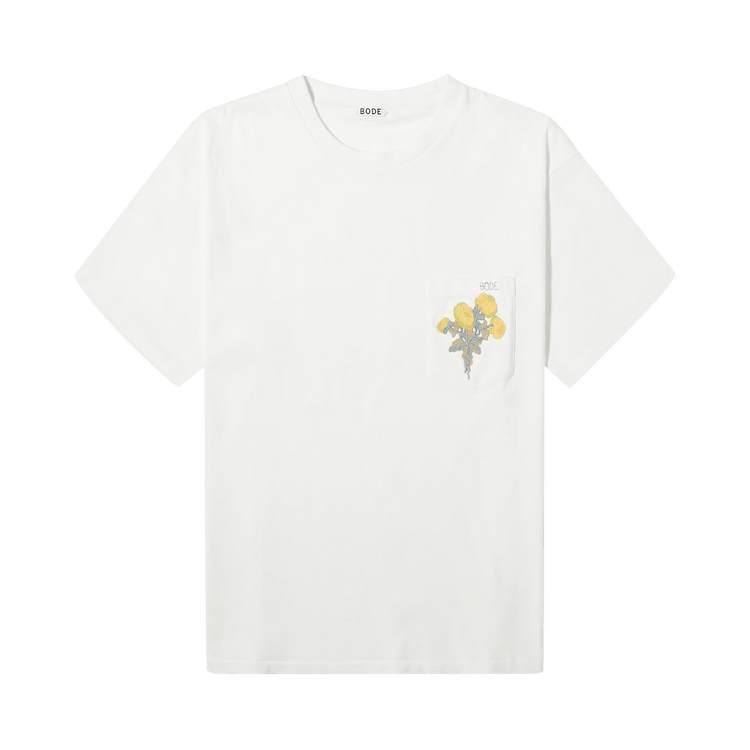 Bode Embroidered Bouquet Pocket Tee "Cream"