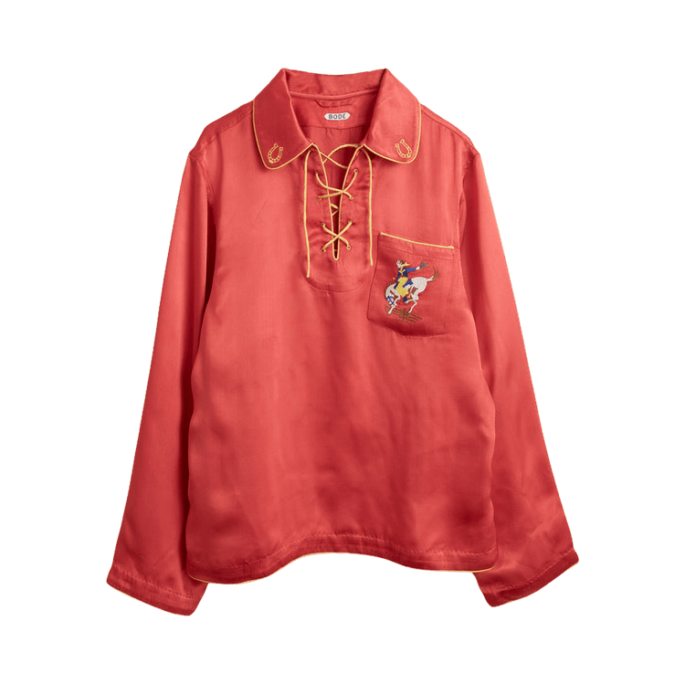 Bode Bronco Satin Shirt "Red/Yellow"