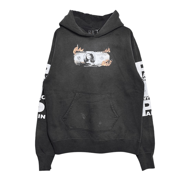 SAINT Mxxxxxx Burned Money Print Pullover Hoodie "Black"