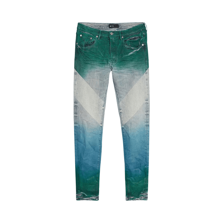 PURPLE BRAND Low Rise Skinny Coated Diagonal Jean "Light Indigo/Multicolor"