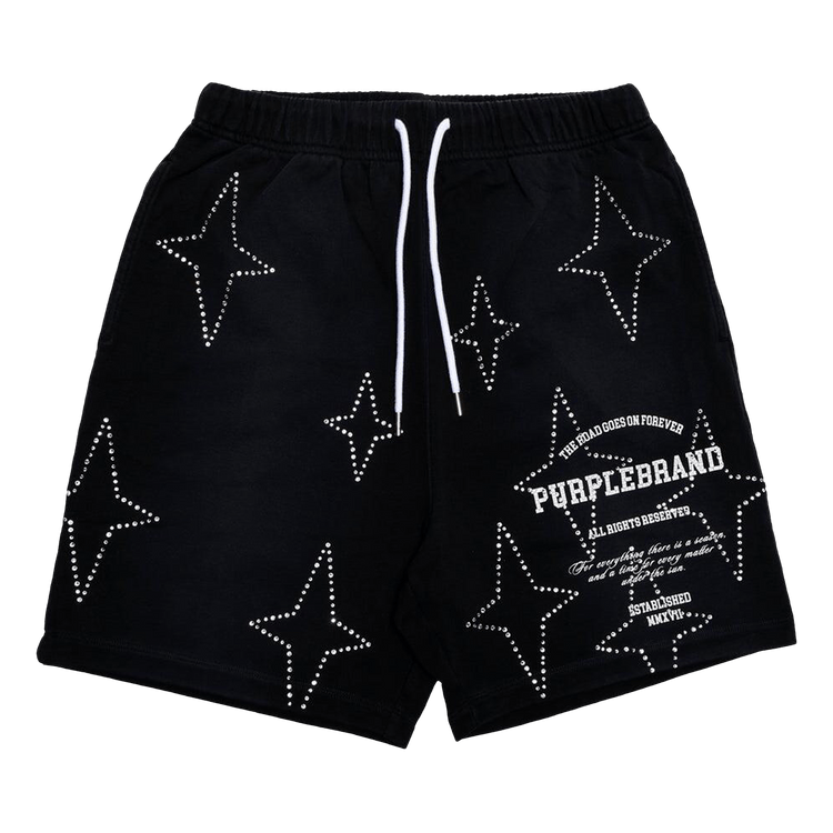 PURPLE BRAND Stacked Crystal Stars Shorts "Black"